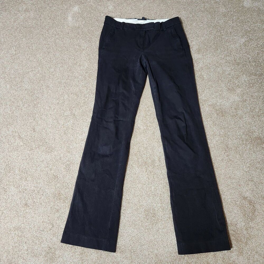 J. Crew Campbell Trousers Women 6T Black Mid Rise Straight Leg